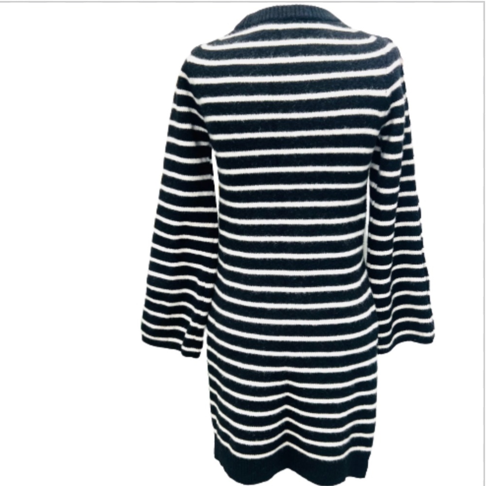 MADEWELL Wool Black White Stripe Side Slit Sweater Long Sleeve Size Small - Picture 3 of 12